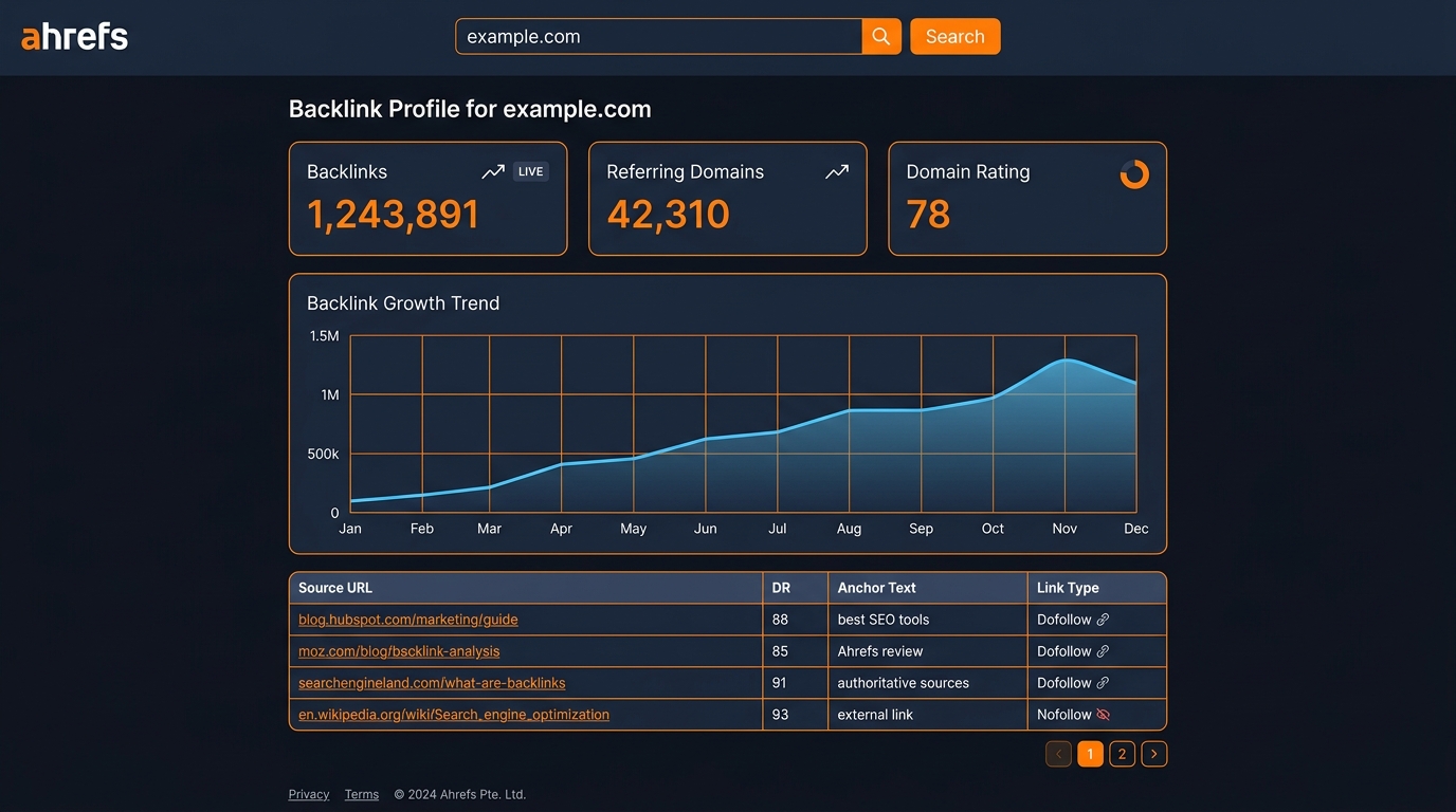 Ahrefs link graph data network illustration