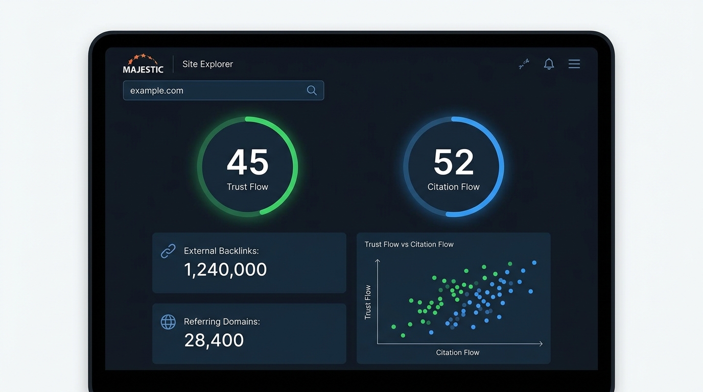 Majestic Trust Flow link network visualization