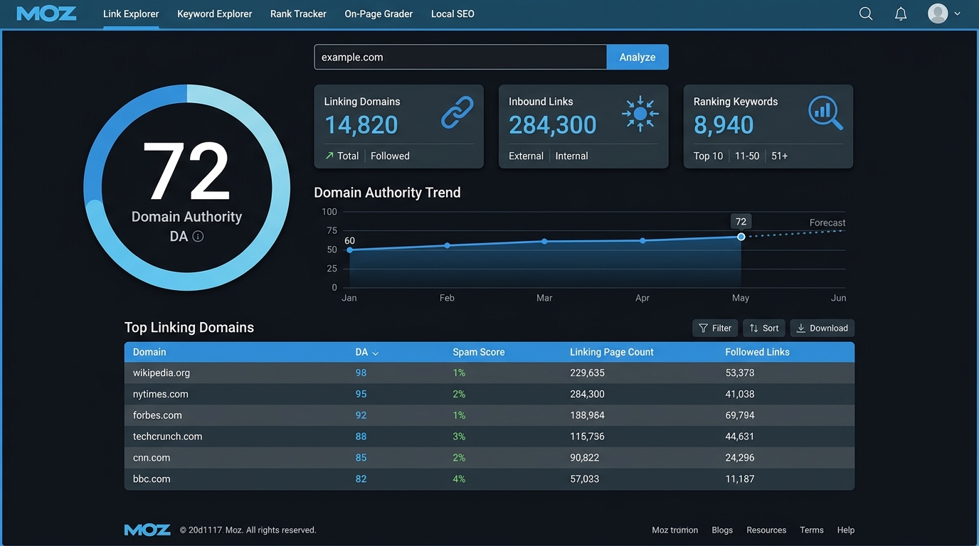 Moz Domain Authority score visualization