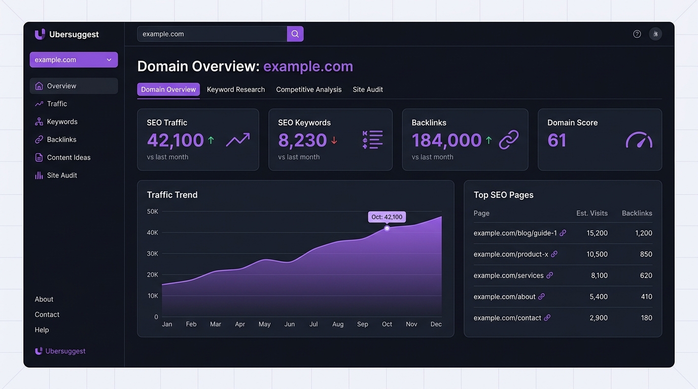 Ubersuggest simple SEO dashboard illustration